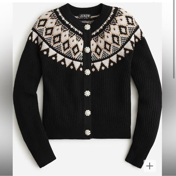 J. Crew Sweaters - J.Crew fair isle cashmere cardigan rhinestone jewel buttons sweater size S